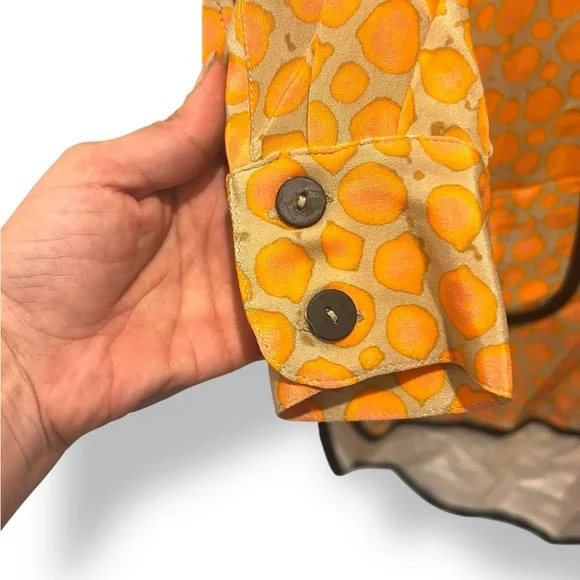 Fendi Tunic Dress Size 40 US 6 Orange Gold Abstract Silk Mod Style Made in Italy - Picture 7 of 16